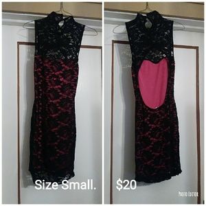 Black and Pink Lace party Dress